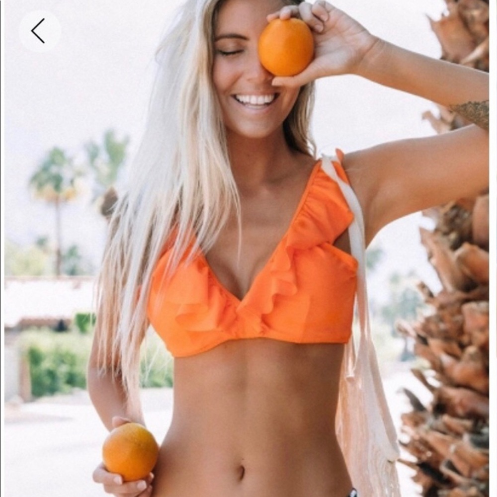 Orange Ruffle Bikini Top - Size L